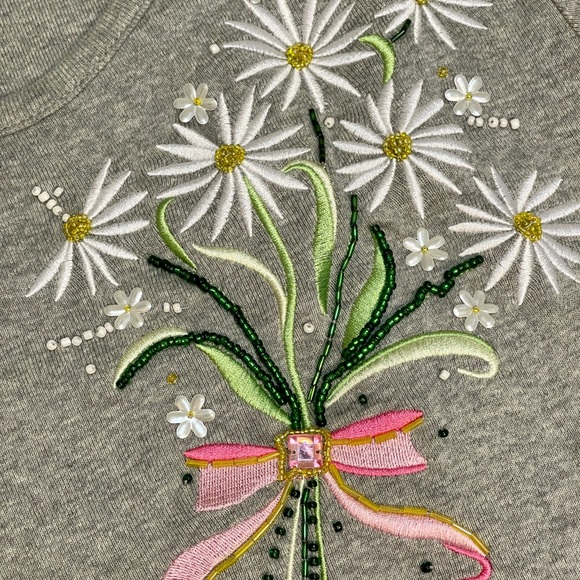 NWOT Ladies Quacker Factory Embroidery Beaded 100% Cotton 1x TShirt - Picture 6 of 13